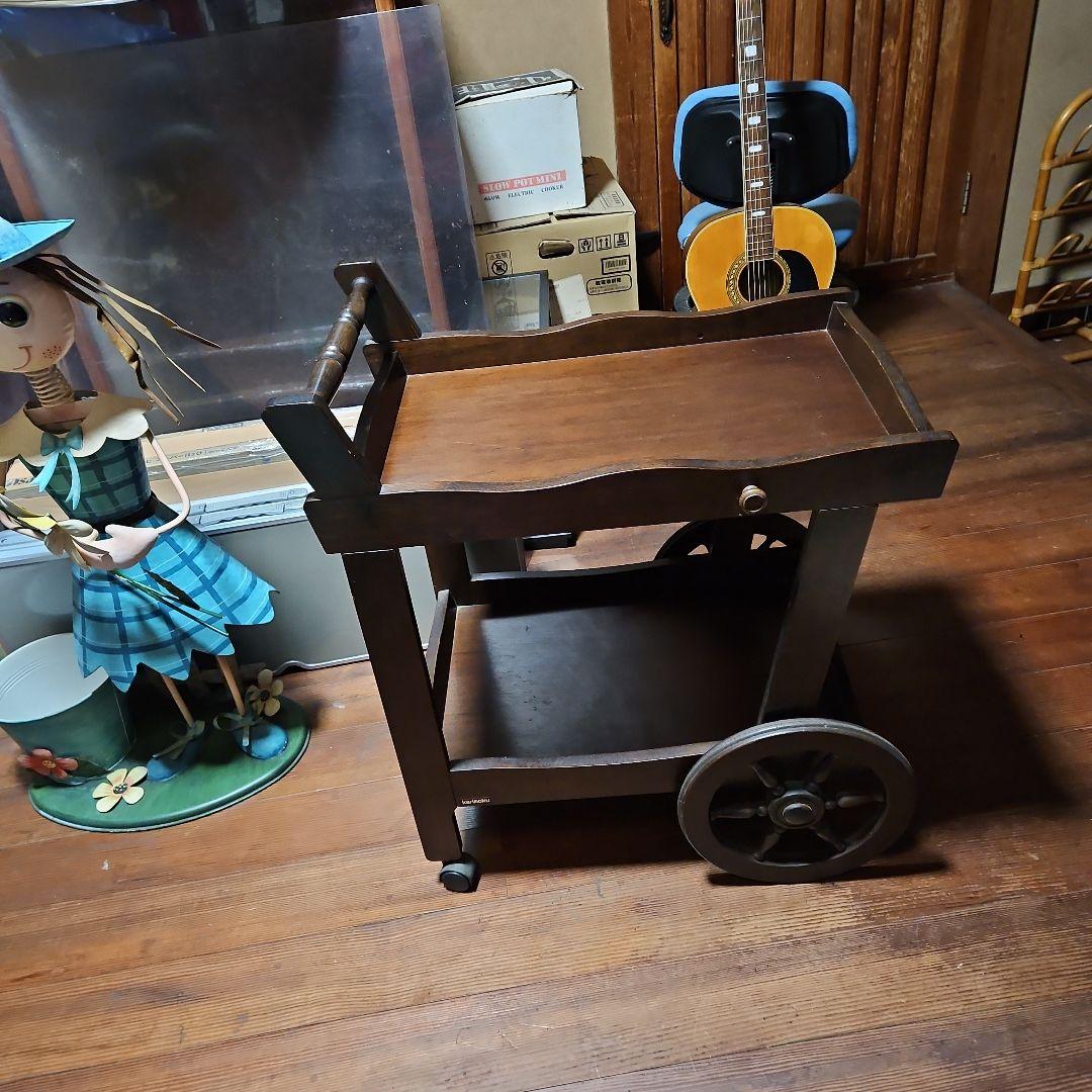 カリモク木製キッチンワゴン 2段式 キャスター付き - メルカリ