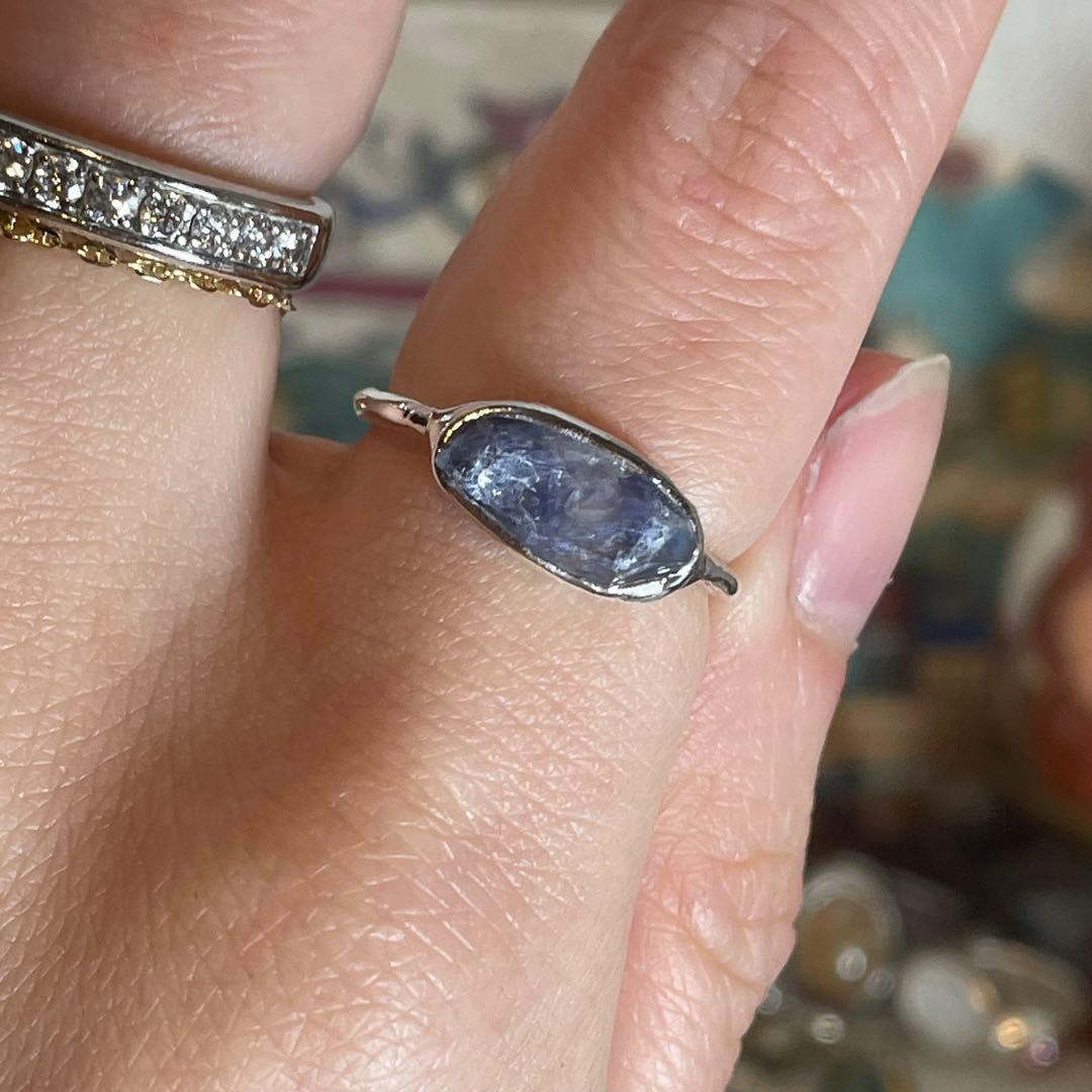 ハンドメイド シルバー925 シルバーリング デュモルチェライトイン