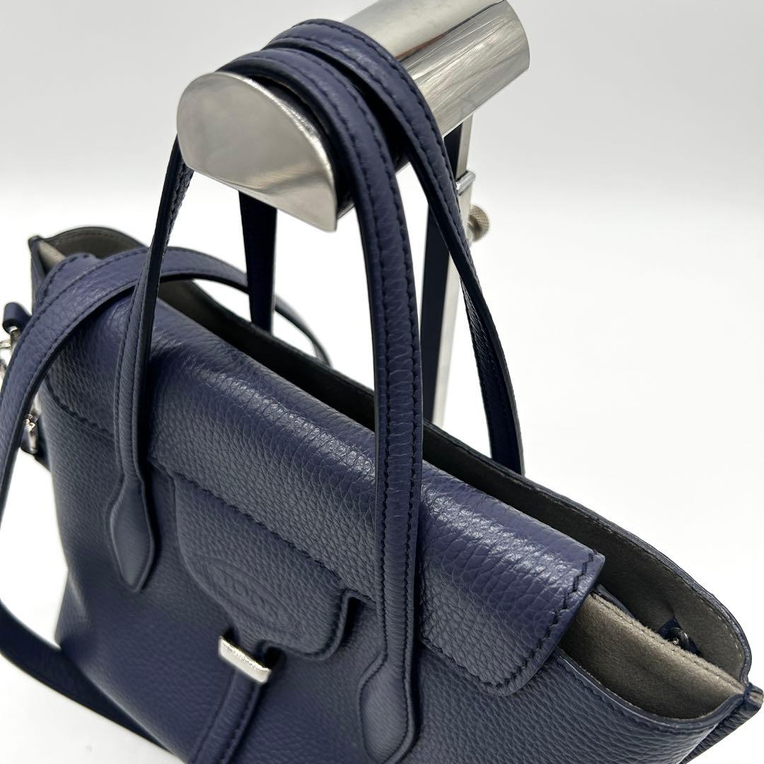 美品】トッズ 2way ジョイミニ ハンドバッグ レザー ネイビー 斜め掛け