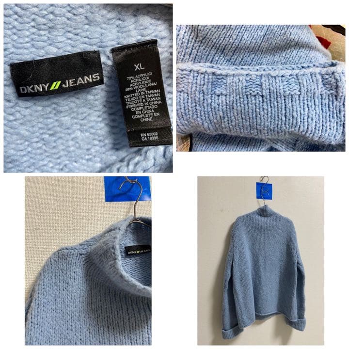 希少 立体ロゴ vintage 90s DKNY ハイネック ニット セーター