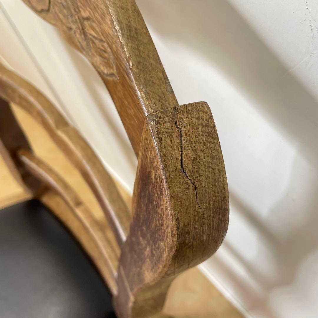 ルーマニア製 オーク材 猫脚チェア 本革 レザー 彫刻 椅子 イス