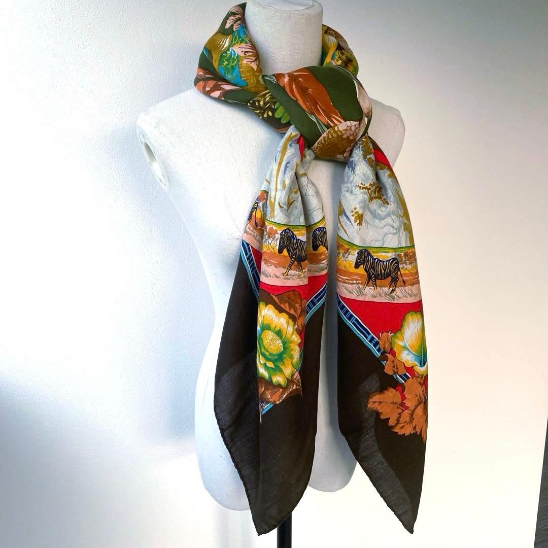 HERMES スカーフ　ショール　カレジェアン　カレ140 大判　動物　カシシル