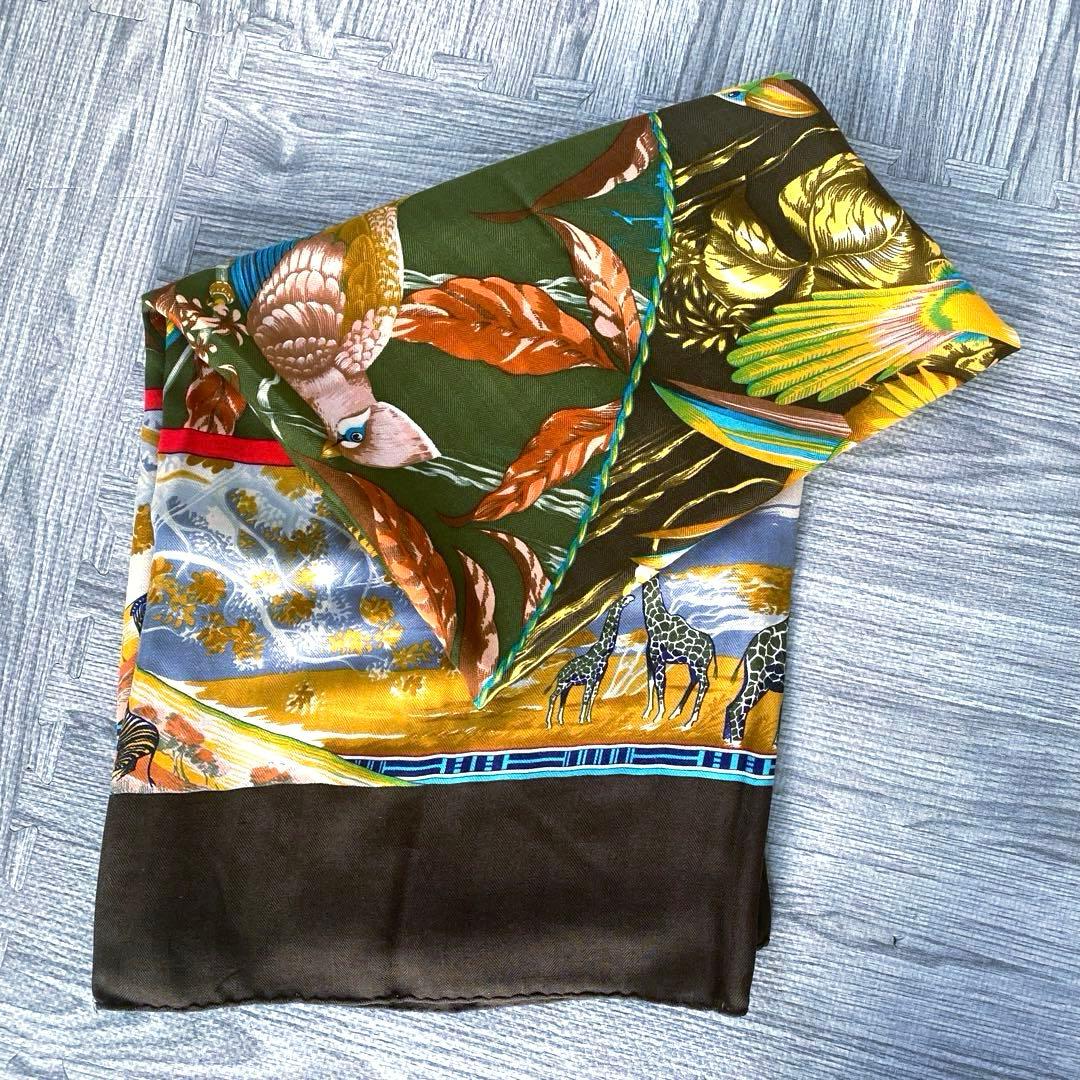 HERMES スカーフ　ショール　カレジェアン　カレ140 大判　動物　カシシル