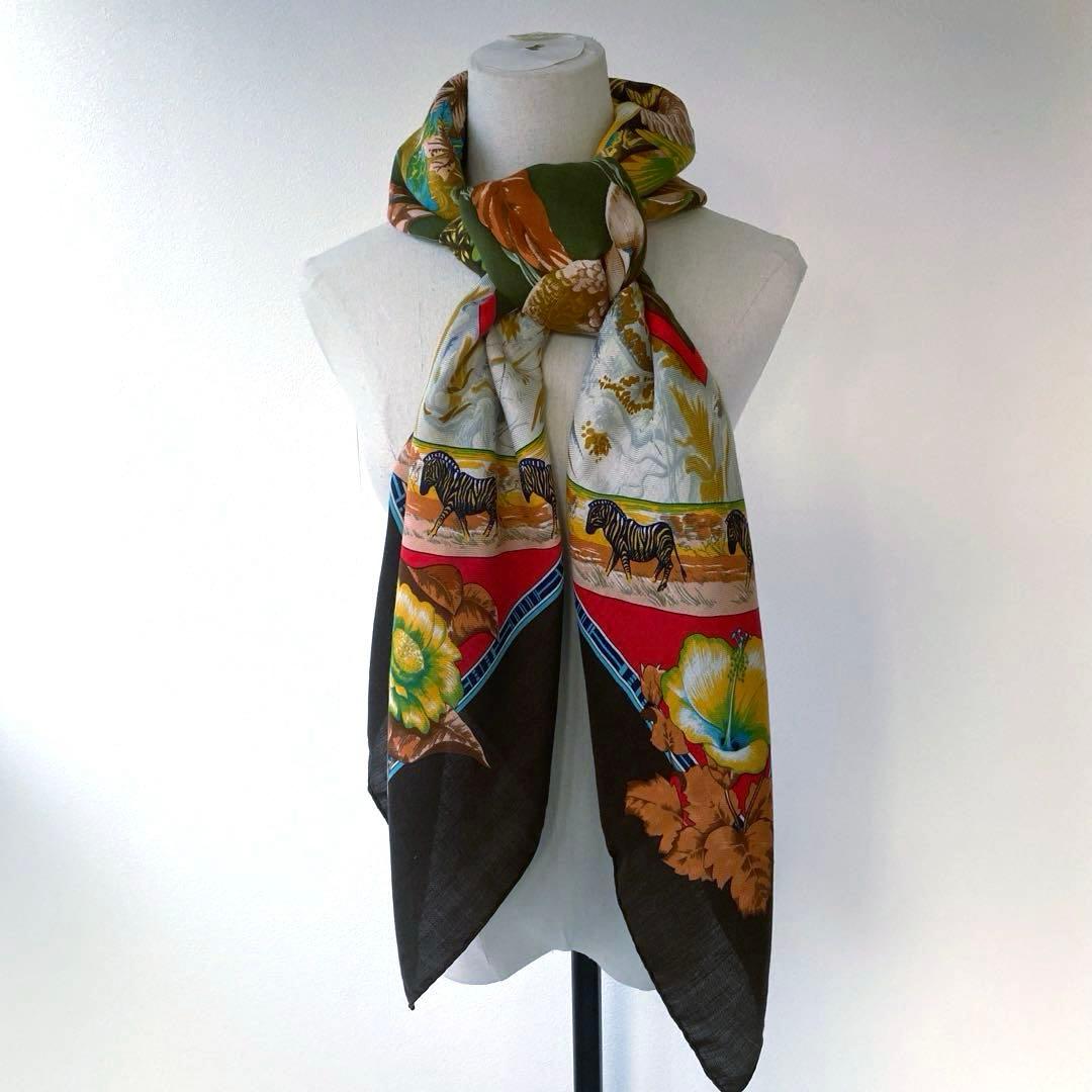 HERMES スカーフ　ショール　カレジェアン　カレ140 大判　動物　カシシル