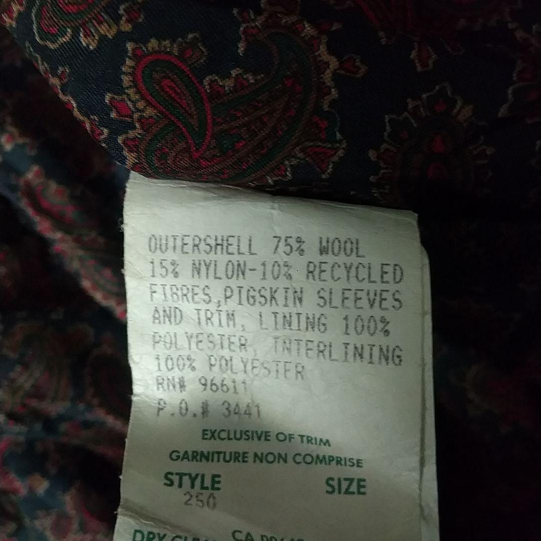 カナダ製 両面刺繍 企業ロゴ 袖レザー 裏地総柄 ウール スタジャン XL