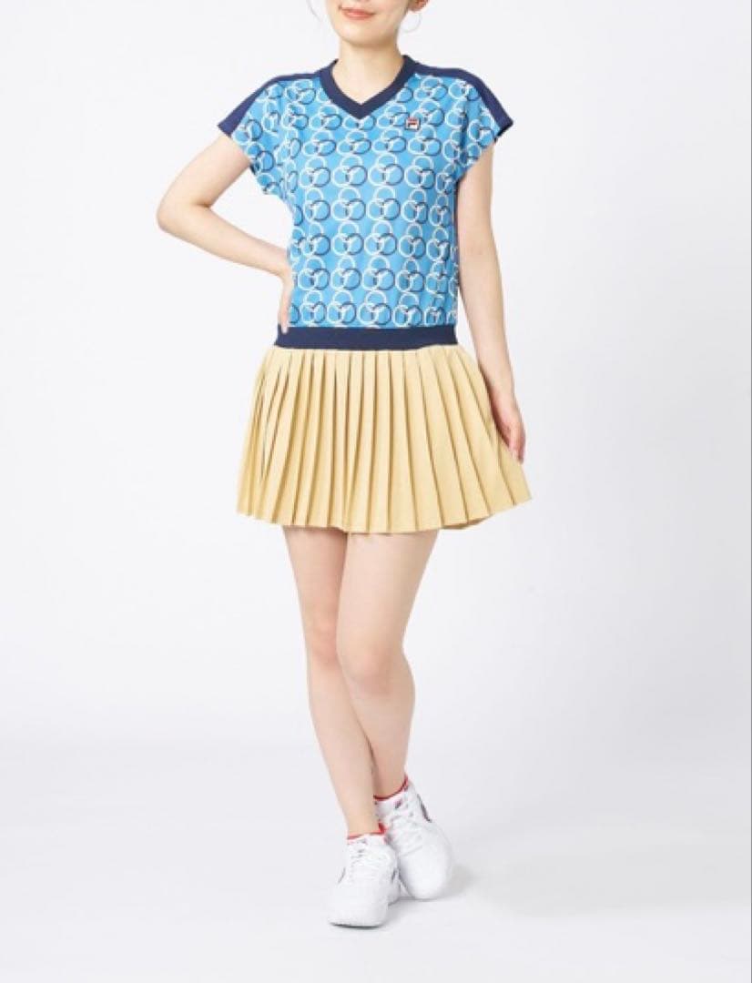 No.577 FILA リング&ベージュプリーツの最強ワンピ☆ダークBLUE☆ ショップ