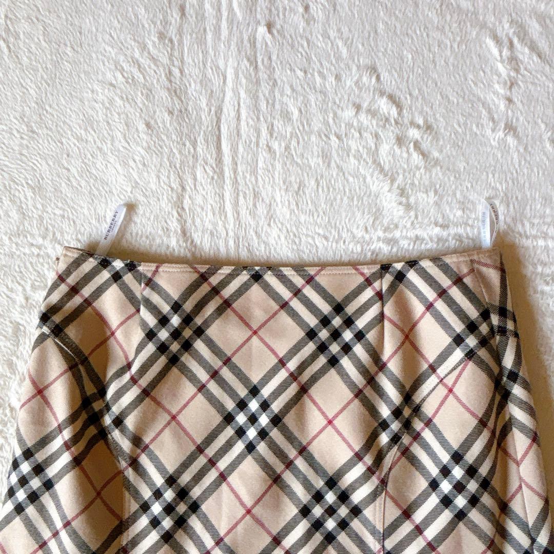 [超美品]バーバリーロンドン ノバチェックロングスカート ウール ４６