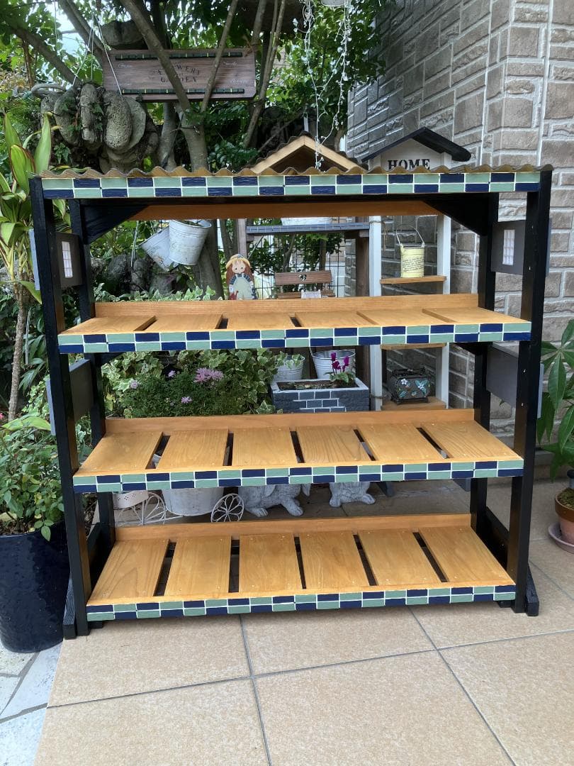 NO 7 横幅最大の多肉植物4段棚、 簡単移動 、屋根付き、出窓設置