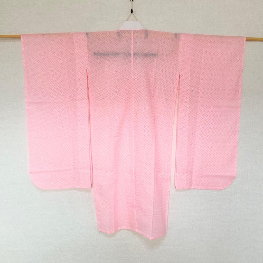 着物　七五三　7歳　女の子　13点　フルセット　オレンジ　グレージュ　格子　花文