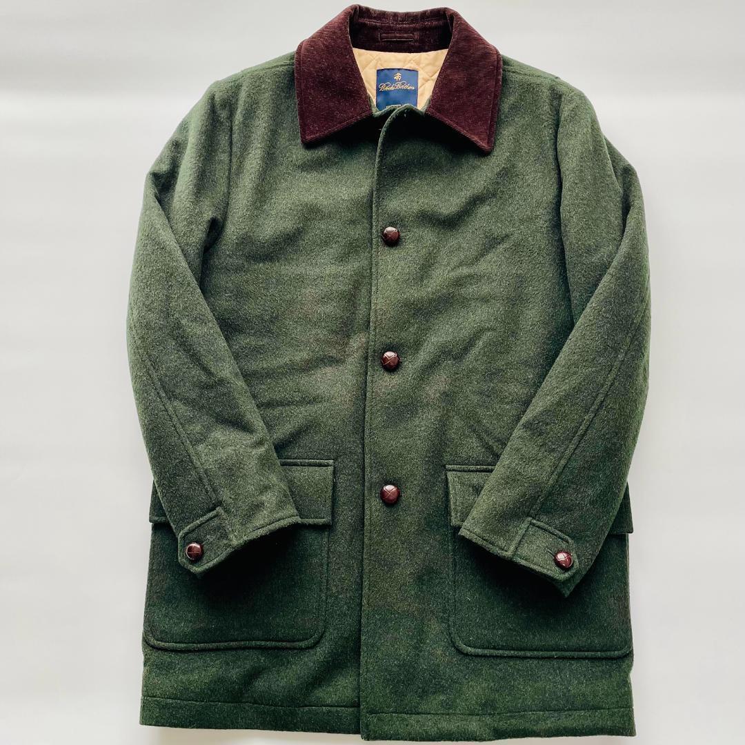 ブルックスブラザーズ ウールコート アウター コーデュロイ襟 M相当 グリーン