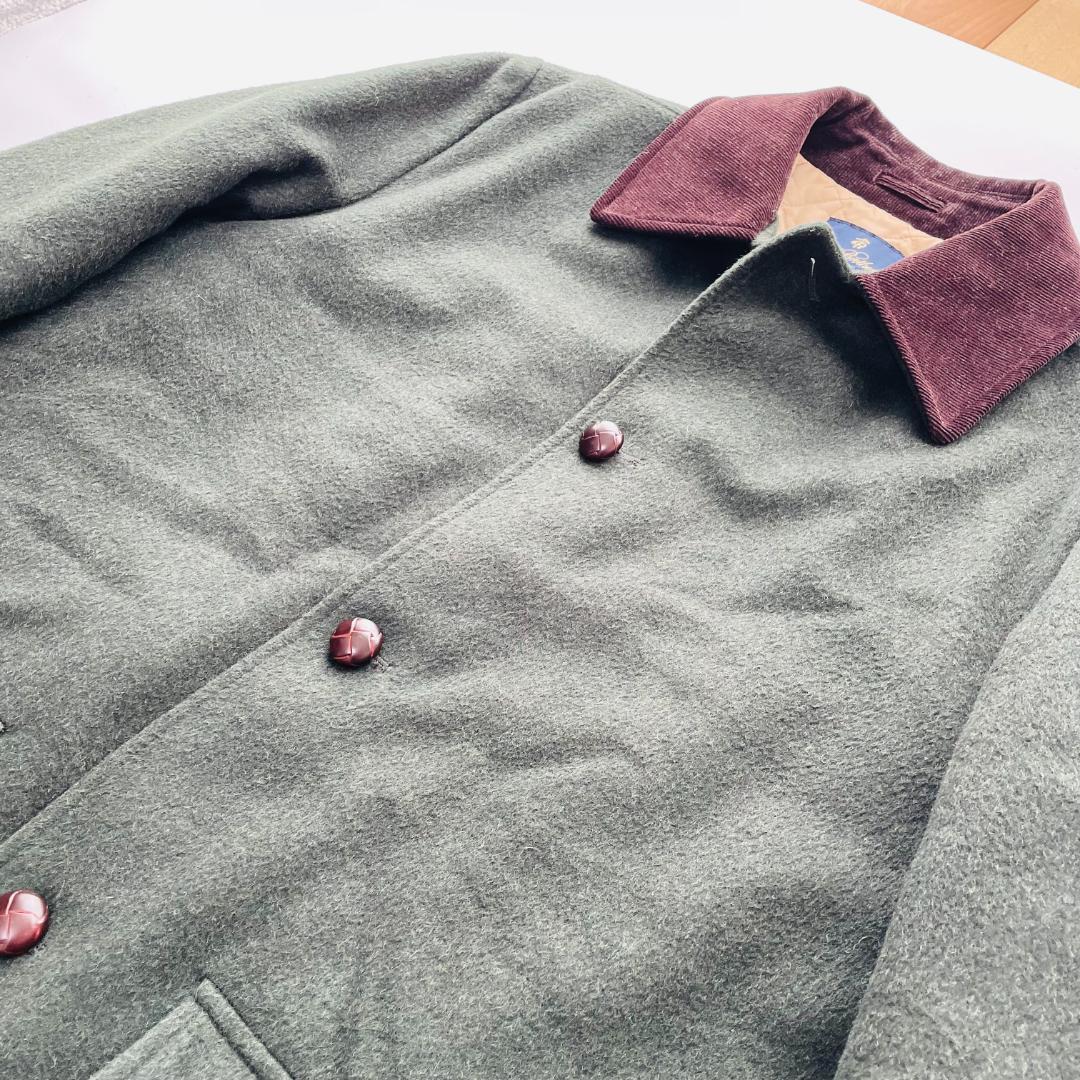 ブルックスブラザーズ ウールコート アウター コーデュロイ襟 M相当 グリーン