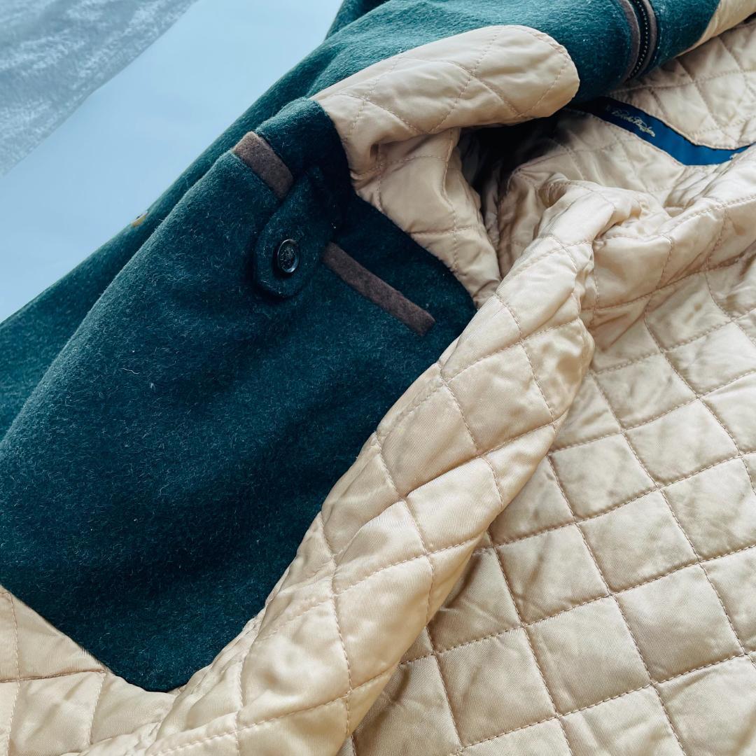 ブルックスブラザーズ ウールコート アウター コーデュロイ襟 M相当 グリーン