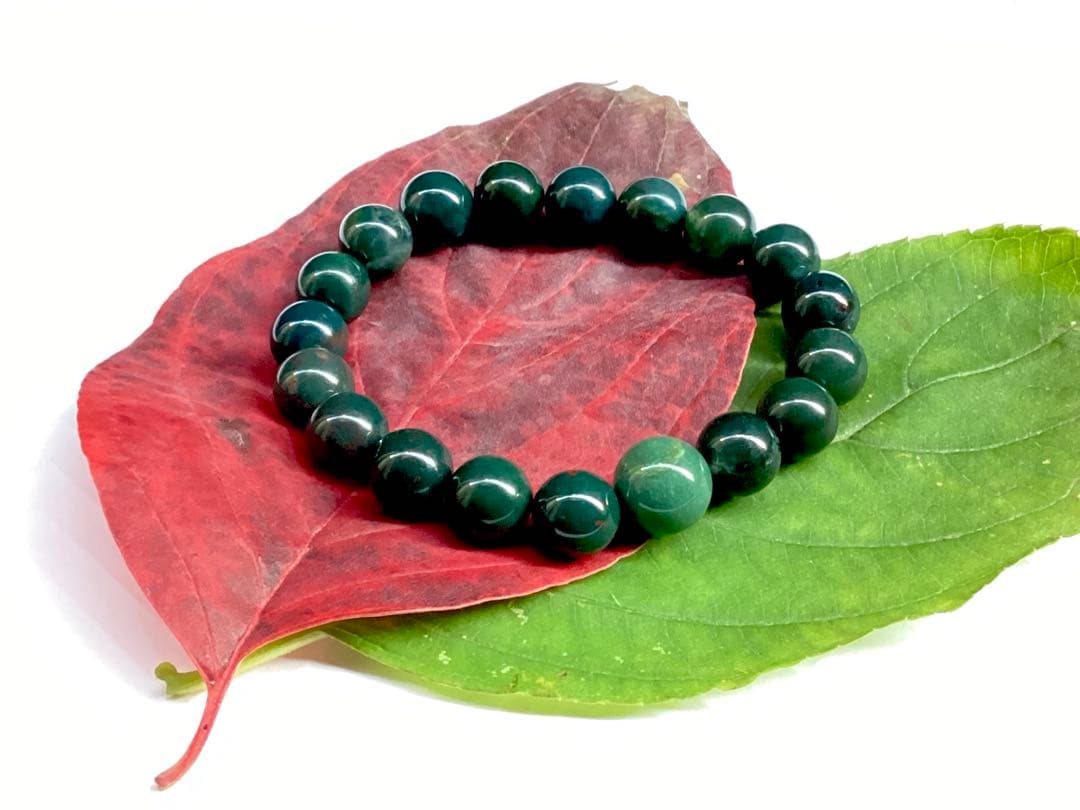 サックスブルー*出雲石ブレスレット 濃厚青緑 *希少色【碧玉】16cm 本物保証