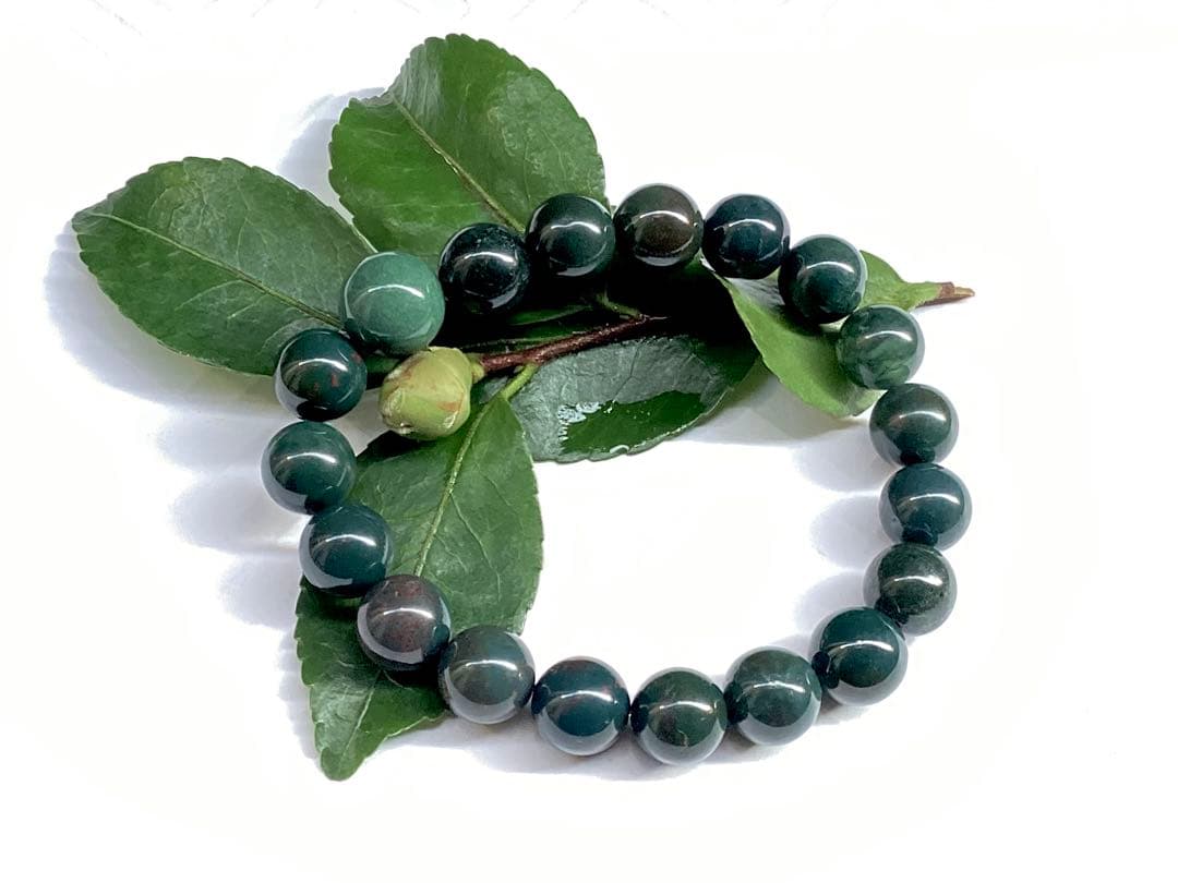 サックスブルー*出雲石ブレスレット 濃厚青緑 *希少色【碧玉】16cm 本物保証