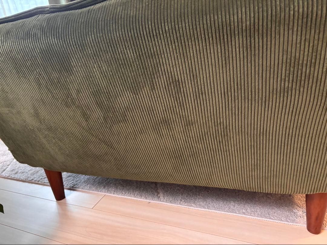 【chopper様用】コーデュロイ調ソファ 2人掛け／モスグリーン