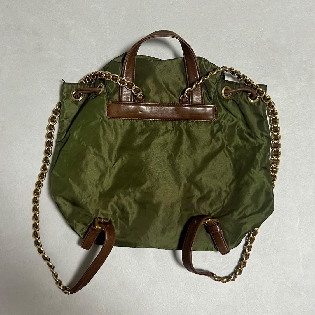 PRADA リュック バッグ ゴールドチェーン プラダ 三角ロゴ