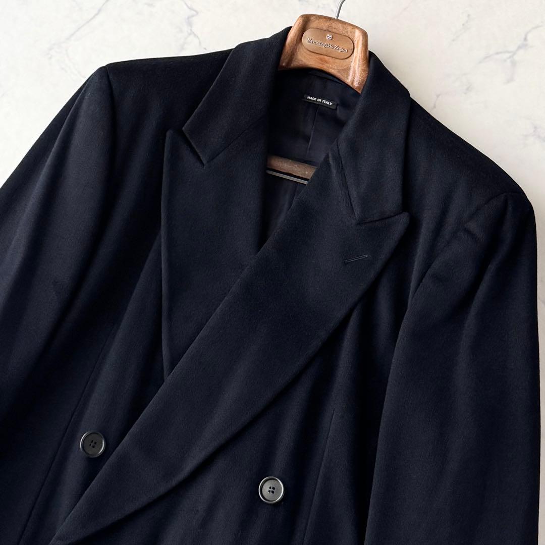 ジョルジオ アルマーニ ダブル ロング チェスター コート 黒 48 XL程