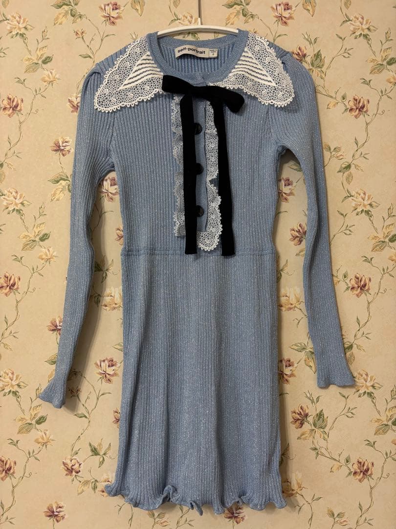 Winter 様専用 self-portrait 水色 ラメ ミニワンピース