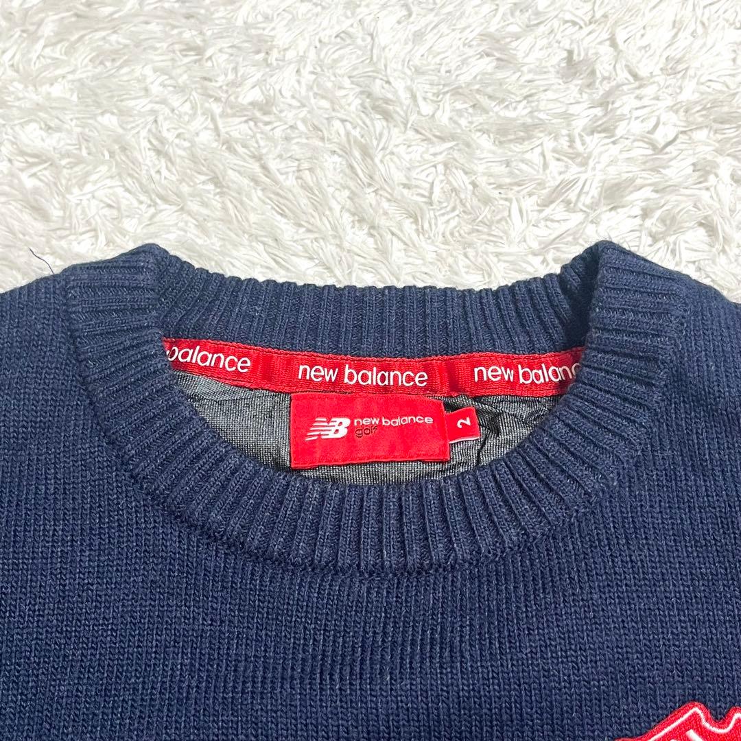 ニューバランス ゴルフウェア ニット セーター L相当 防風防寒 ビッグロゴ