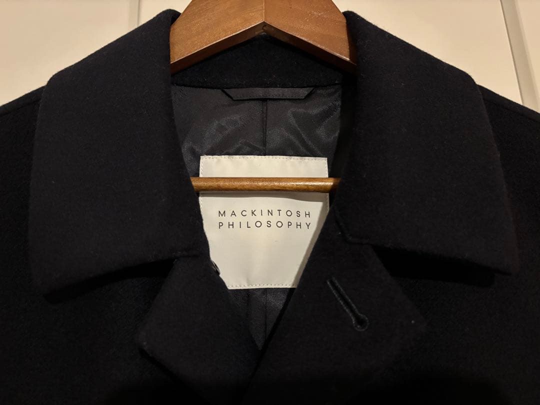 【美品】マッキントッシュフィロソフィー ステンカラーコート ネイビー 38