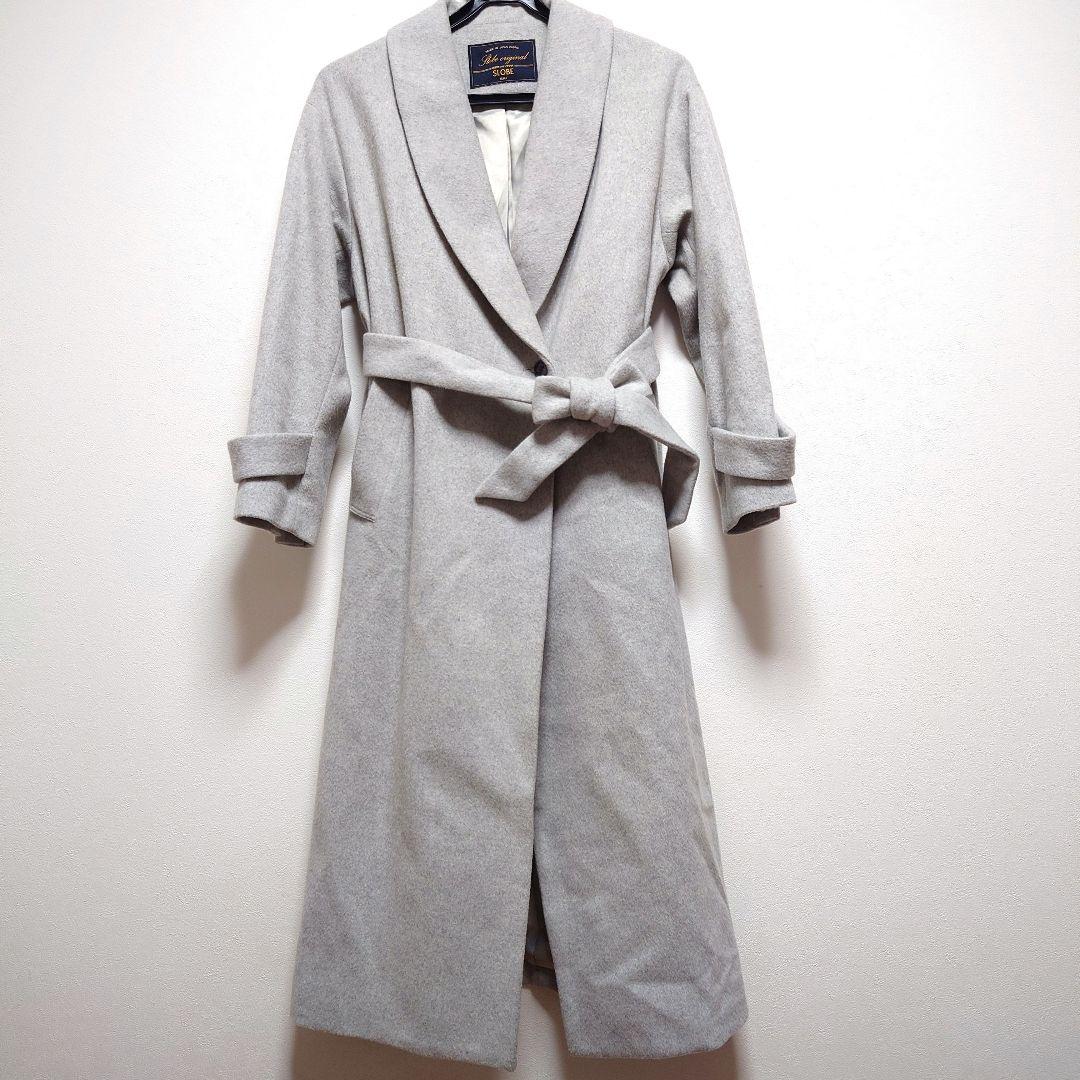 スローブイエナ ウールカシミア混ガウンコート 女優襟 ベルト付き