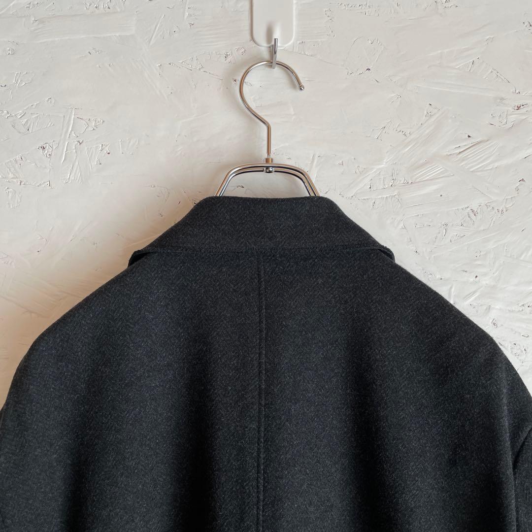 【PLST】ダブルブレストコート　ダークグレー　L