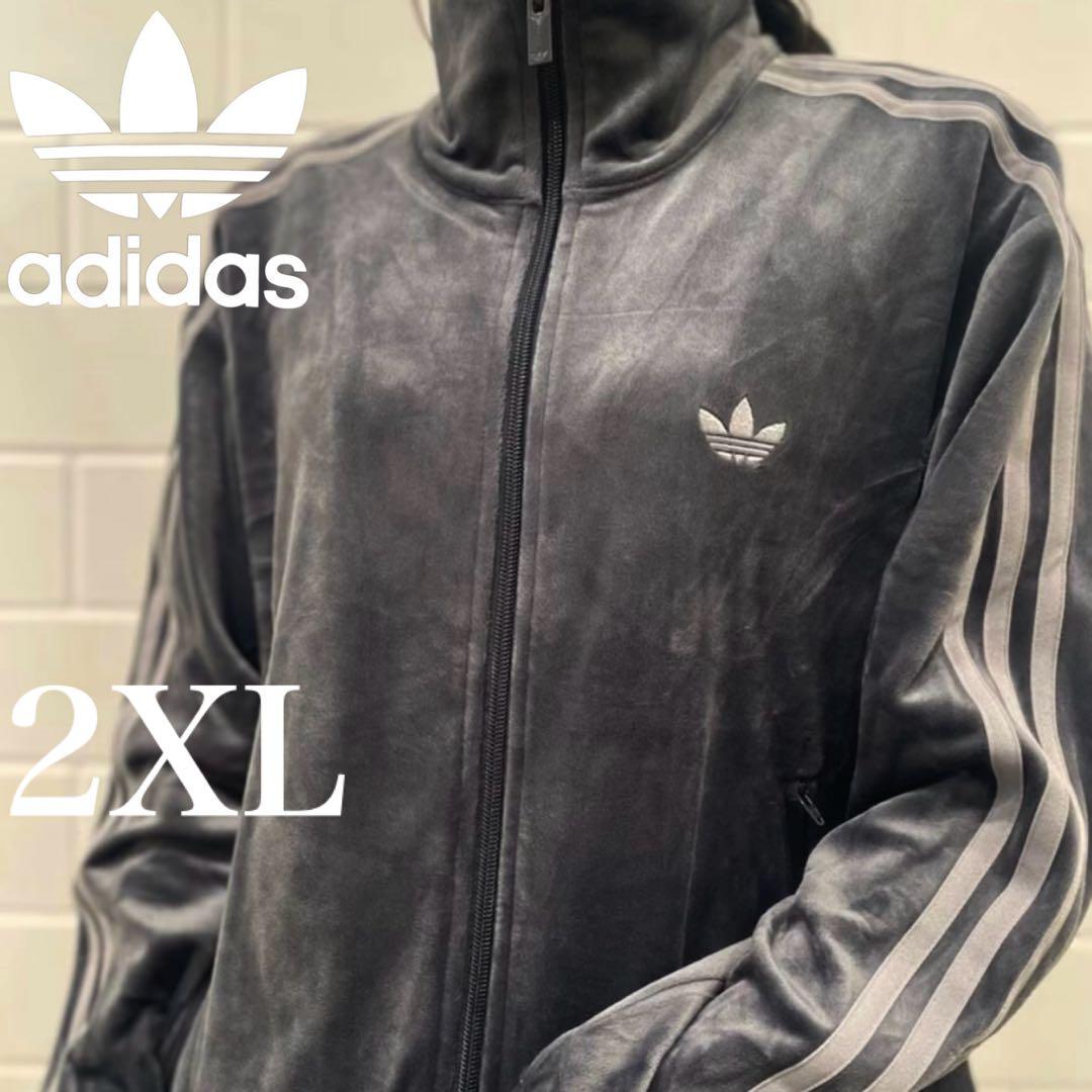 新品2XL⭐️adidas ファイヤーバード ベロア トラックトップ グレー