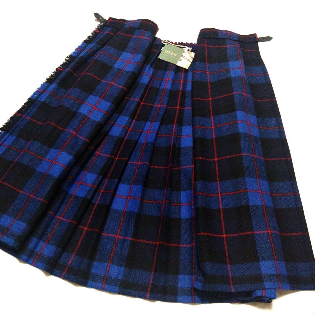 【新品タグ付き】オニールオブダブリン ロングキルトスカート GB12ブルー系