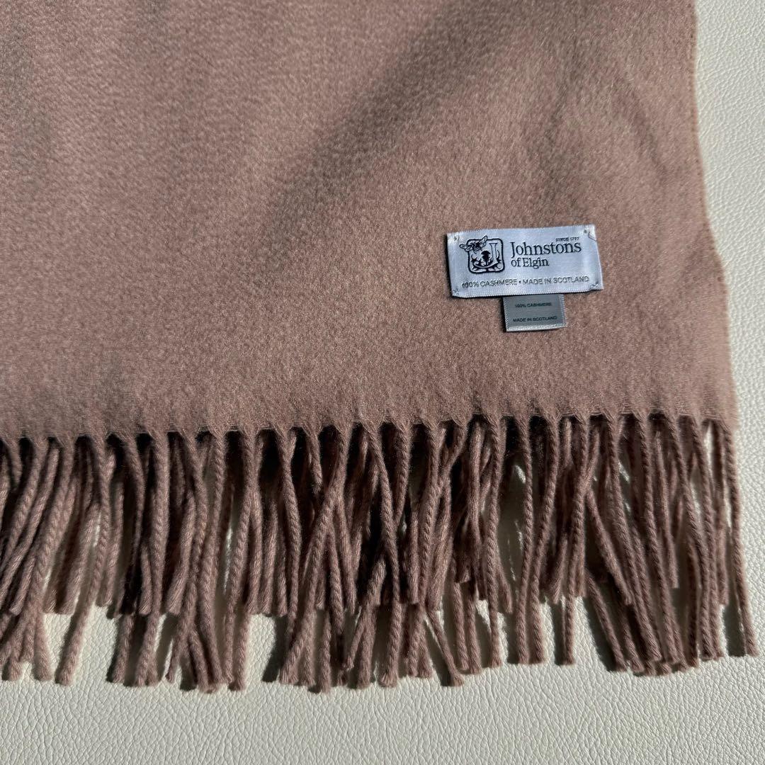 美品　ジョンストンズ　大判　ストール　マフラー　カシミヤ　ピンク　ブラウン