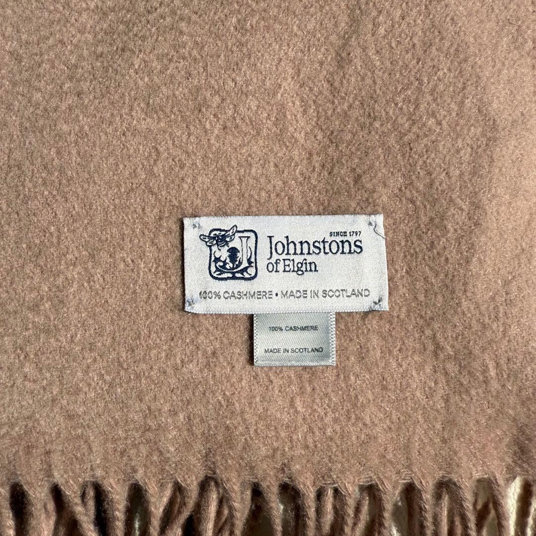 美品　ジョンストンズ　大判　ストール　マフラー　カシミヤ　ピンク　ブラウン