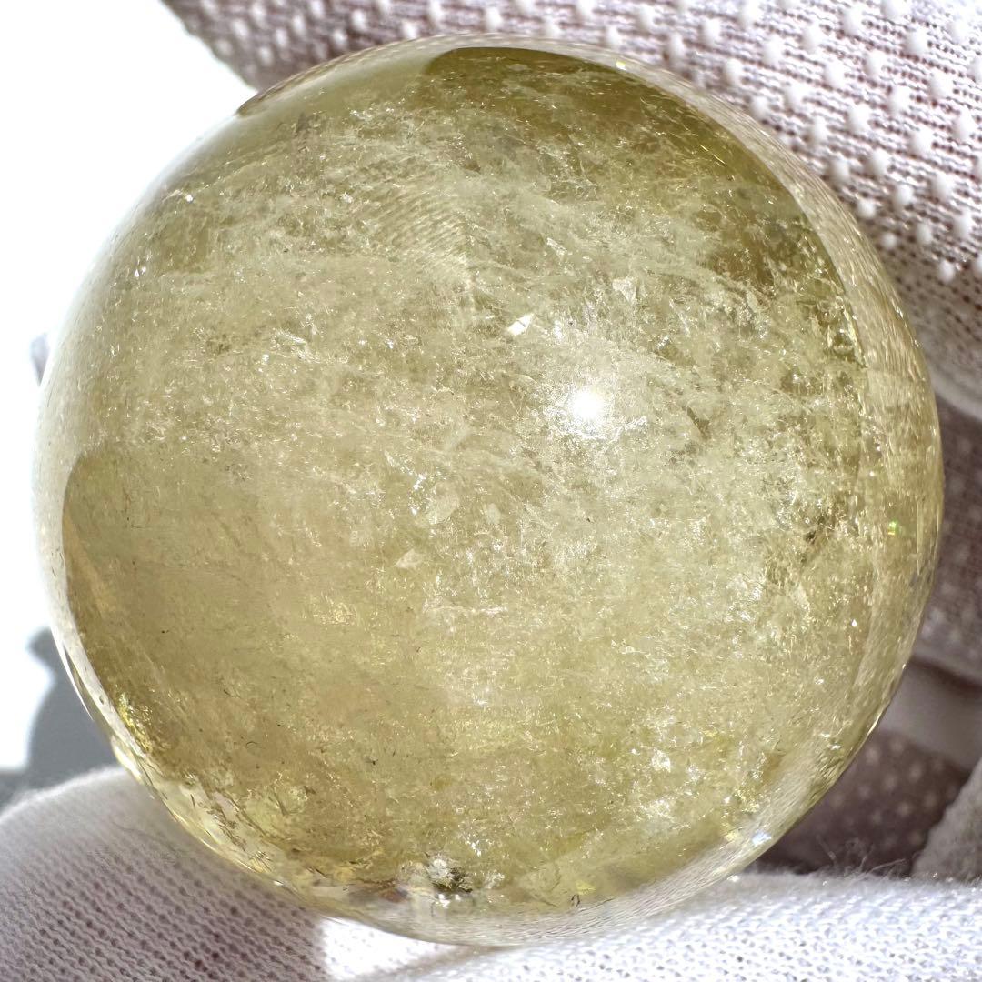 虹入り レインボー シトリン 黄水晶 丸玉 スフィア 45.5mm