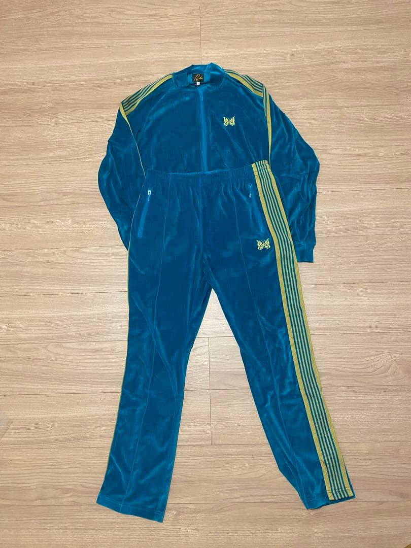 ニードルス　ベロア　トラックジャケット、パンツ　セットアップ　ターコイズ