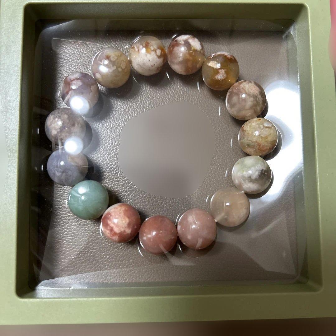 高級マルチカラー桜瑪瑙ブレスレット