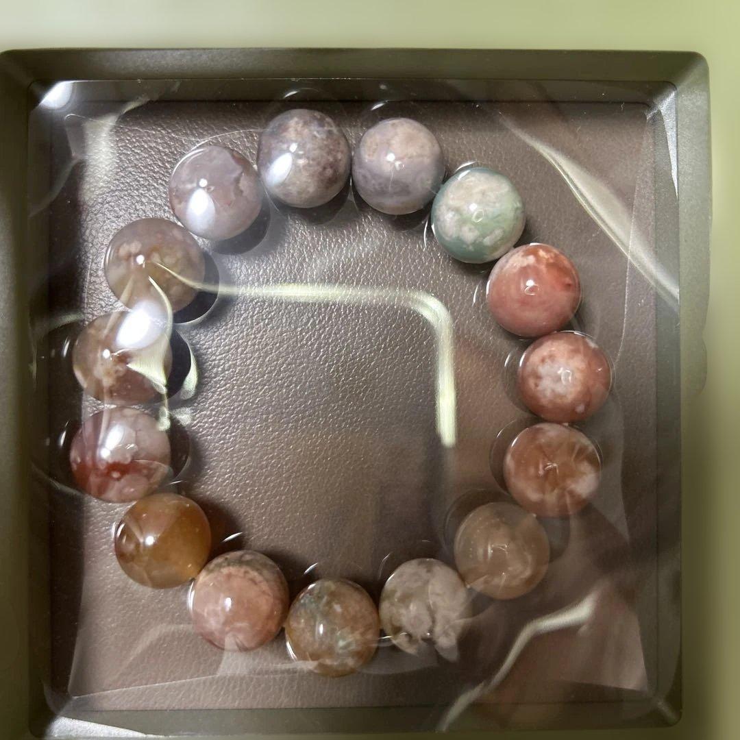 高級マルチカラー桜瑪瑙ブレスレット