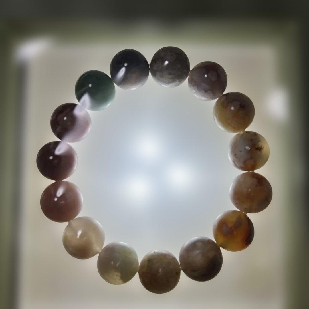 高級マルチカラー桜瑪瑙ブレスレット