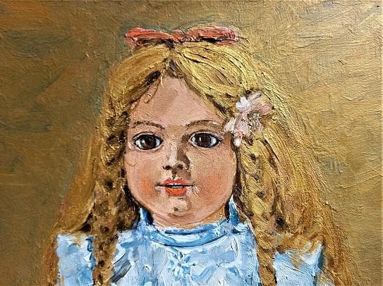 堀太郎 「ドイツ人形」 油彩 F6 サイン有 白日会会員 油絵 額装 真作