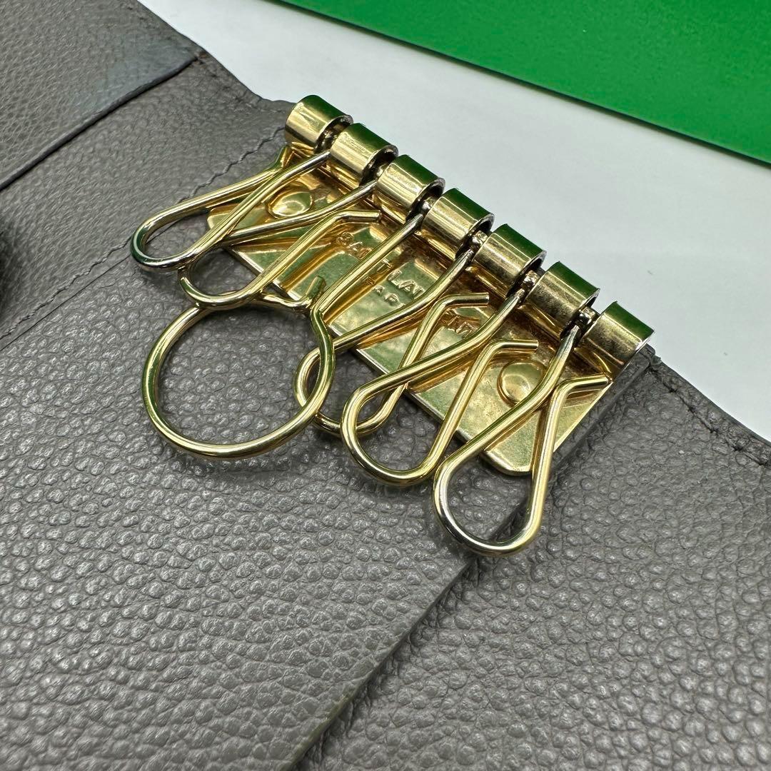 【極美品✨】サンローラン キーケース カサンドラ グレー×ゴールド金具 シボ革