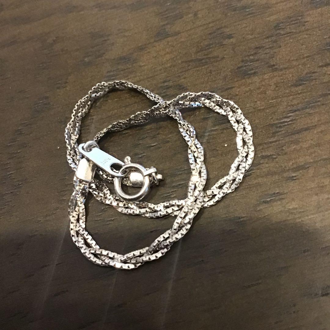 プラチナ　編み込みブレスレット