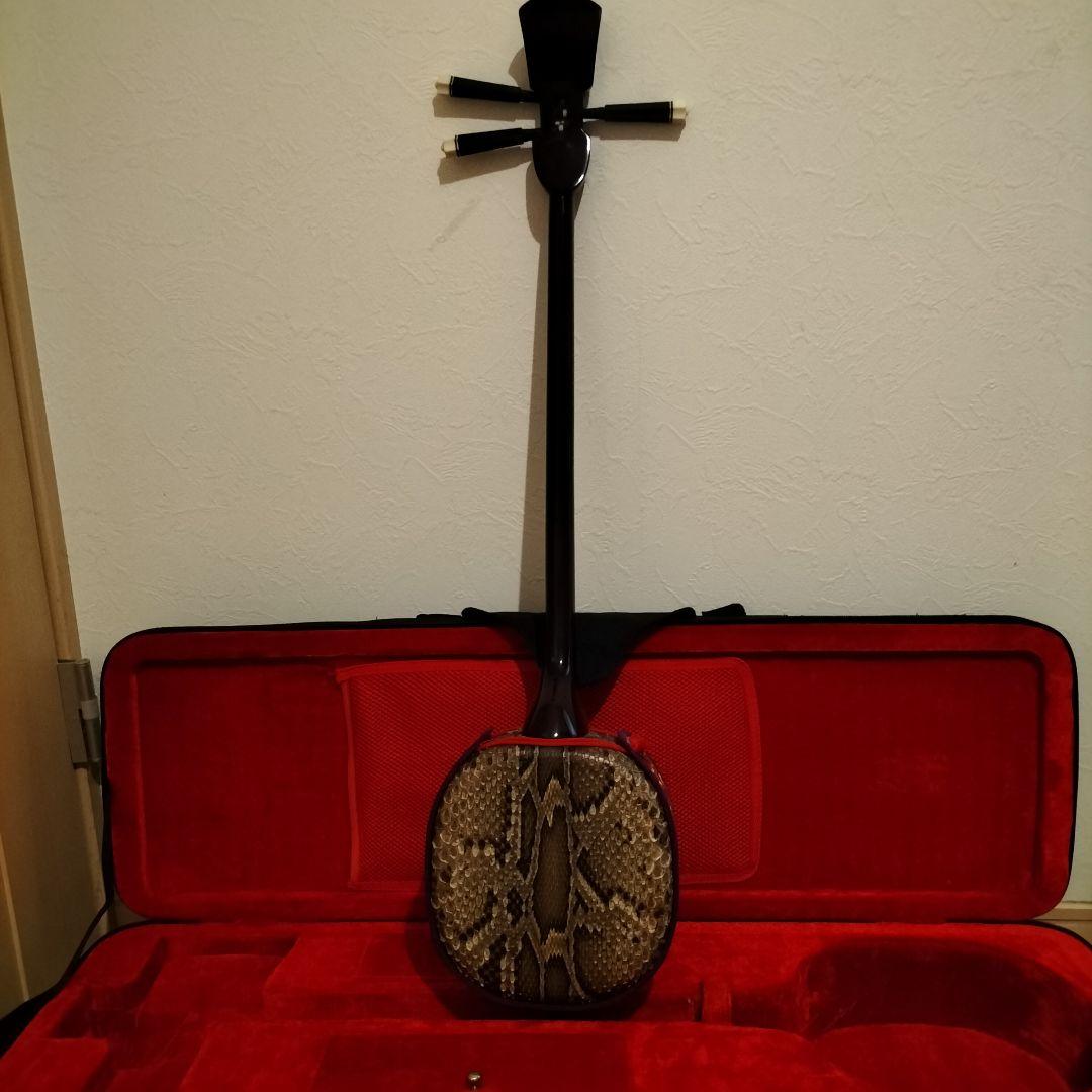 三線 沖縄 蛇皮表1枚張り 裏強化張り 棹重め