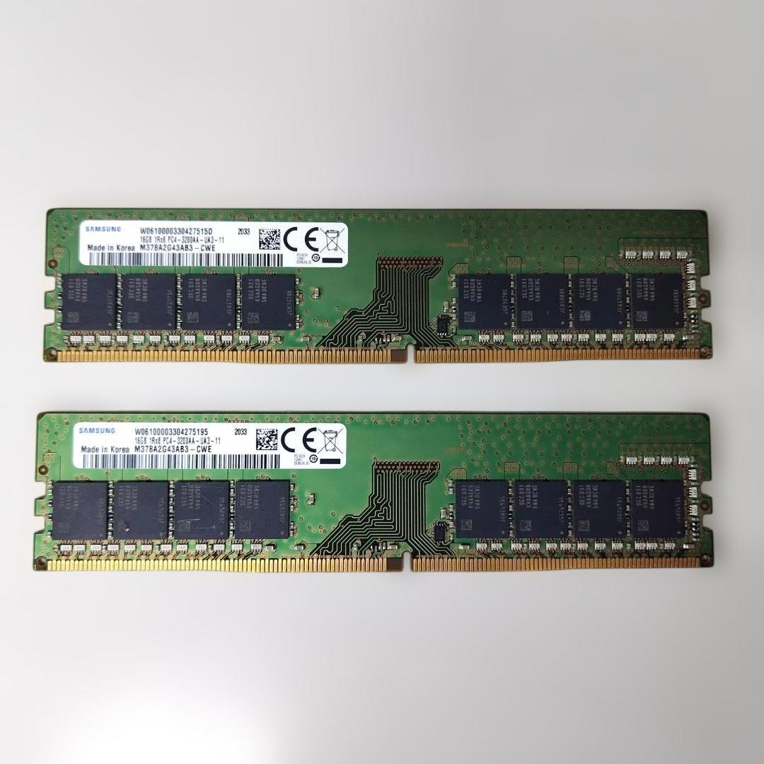 SAMSUNG DDR4 3200MHz 16GB×2枚 32Gb 動作確認済 オンライン