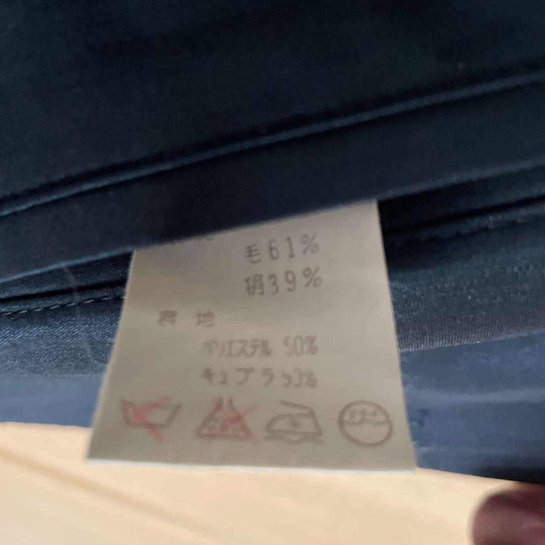 LANVIN ネイビー ステンカラーコート L ウール　シルク