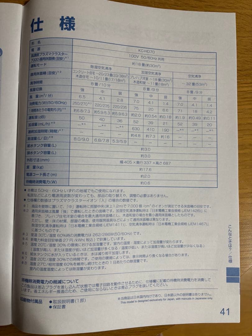 SHARP 除加湿空気清浄機 KC-HD70-W プラズマクラスター2022年製