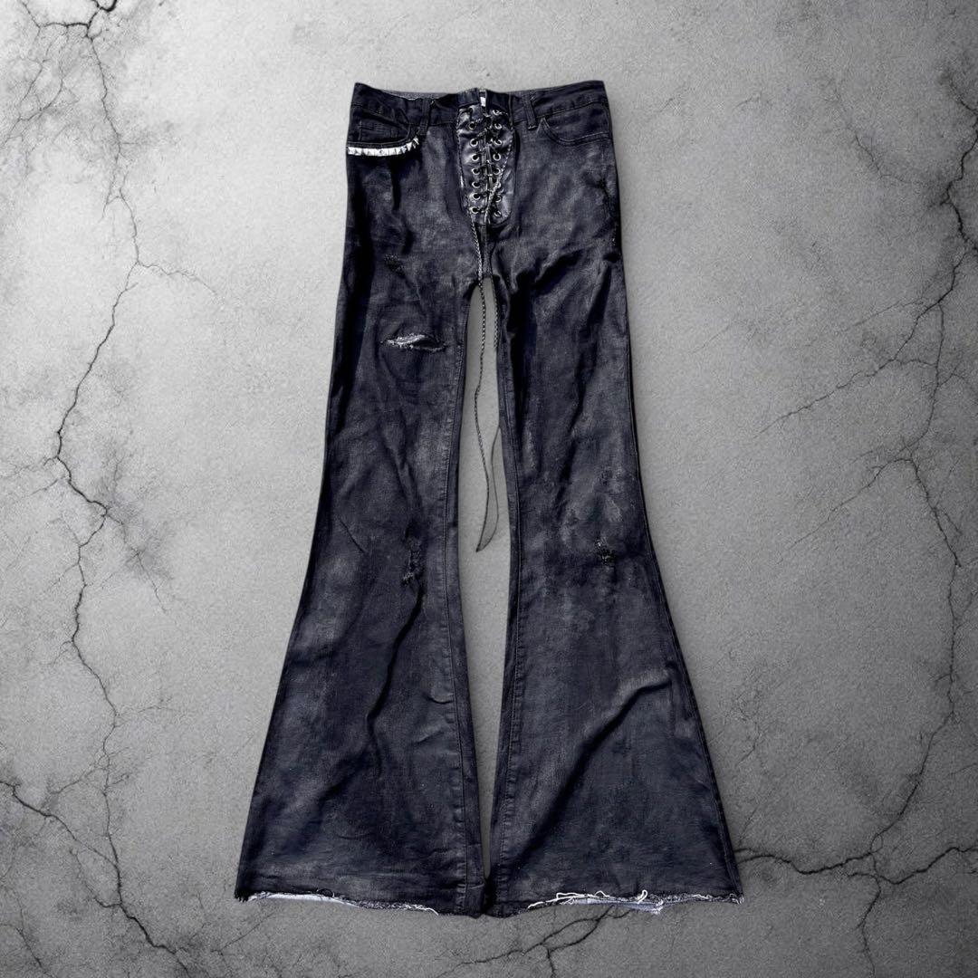 パンツ Black Coating Laceup Pants archive 00s
