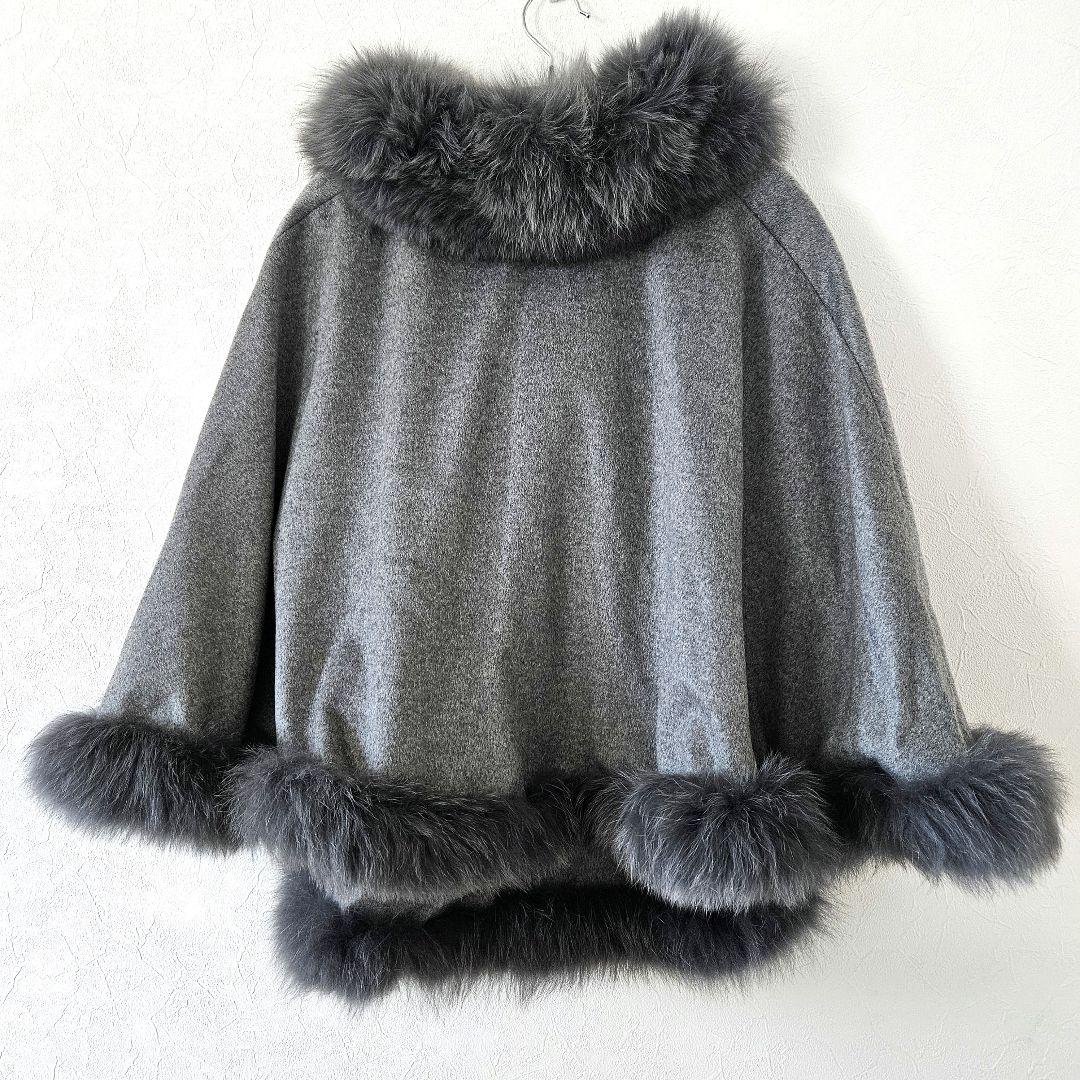 HIGH SENSE】カシミヤ×ブルーフォックス ポンチョ ベスト 2way