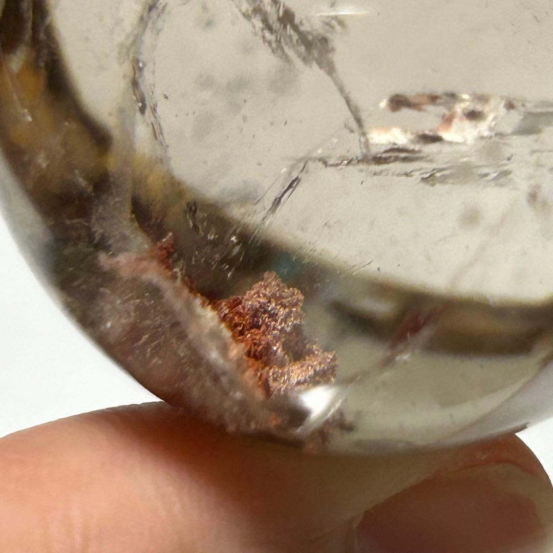 透明感　ライトスモーキー　ガーデンクォーツ　赤ピンク　直径4cm 重さ88g