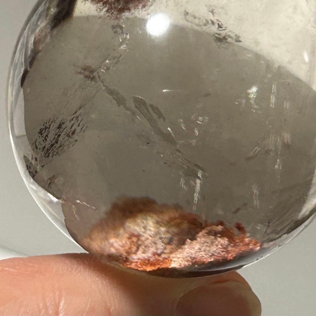 透明感　ライトスモーキー　ガーデンクォーツ　赤ピンク　直径4cm 重さ88g