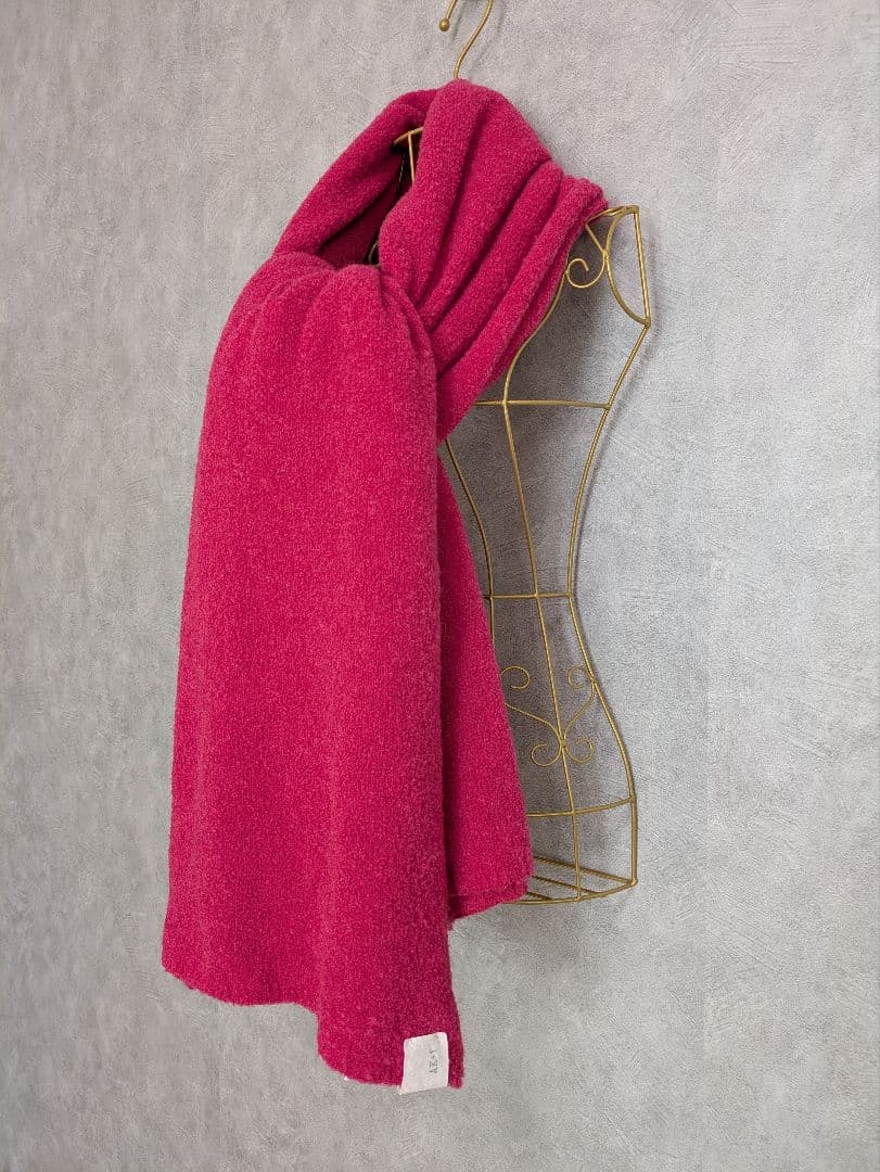 AK+1 BEAMS 大判 ニット ストール マフラー 日本製 ピンク