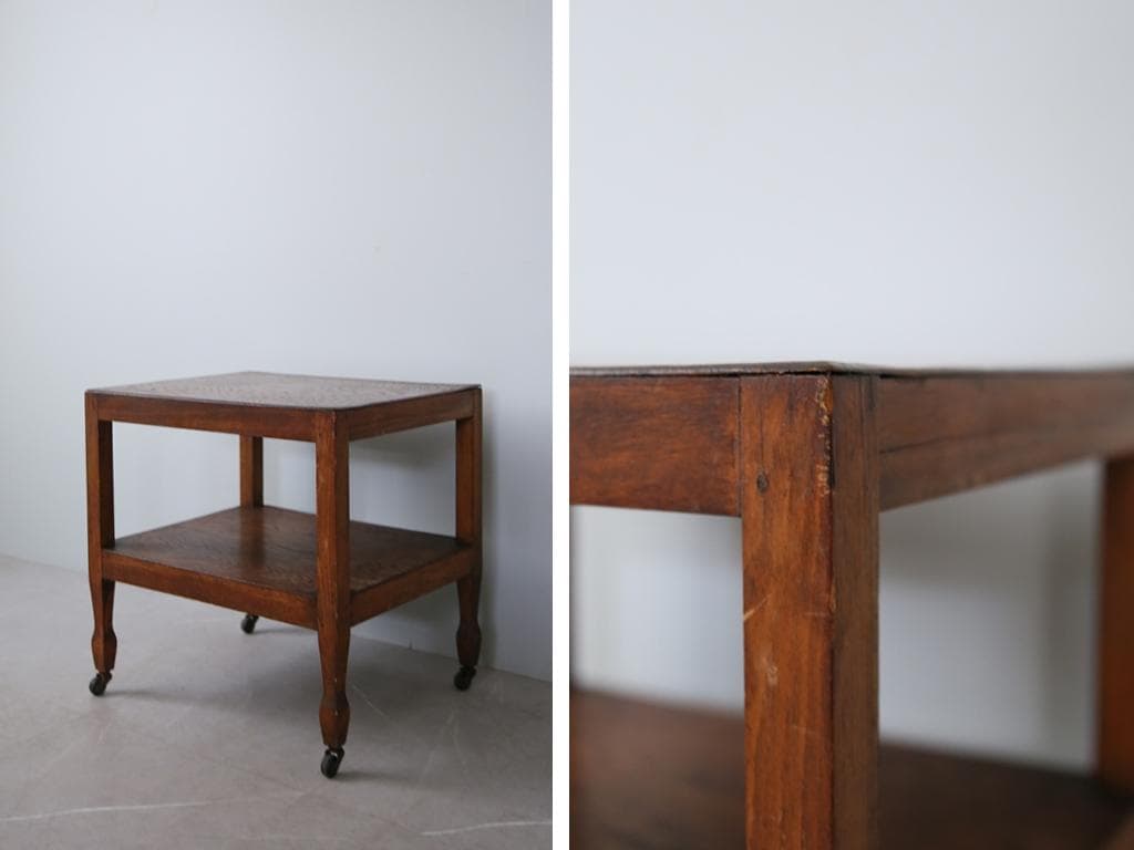 英国アンティーク木製キッチンワゴン/トロリー/サイドテーブル机(91-231)