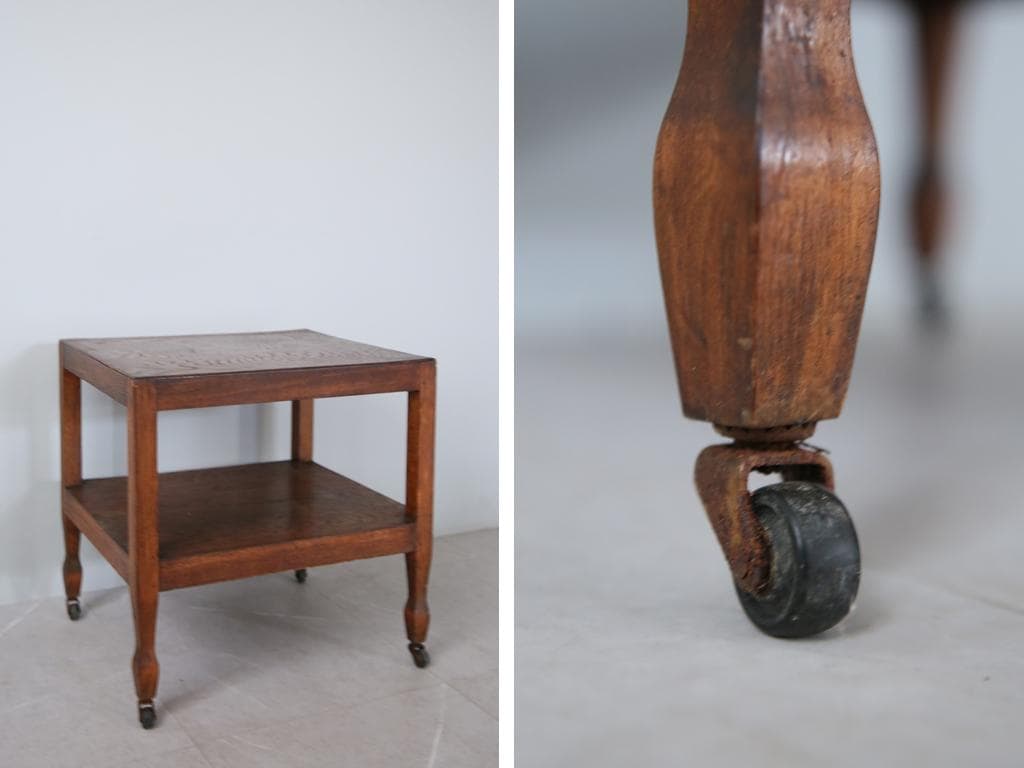 英国アンティーク木製キッチンワゴン/トロリー/サイドテーブル机(91-231)