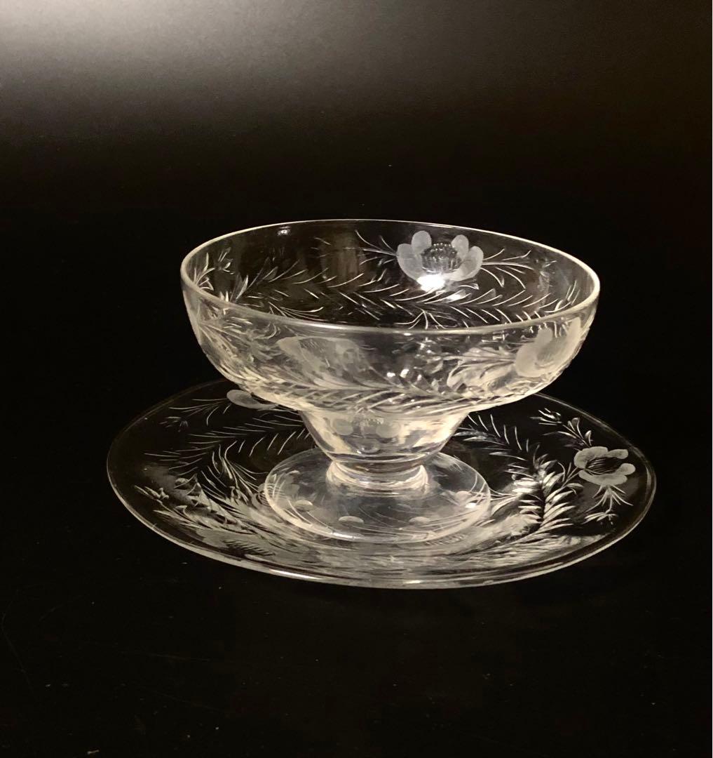 ◆252◆【大特価】トーマスウェッブ 花柄 エッチング皿　15.6㎝ 2枚セット